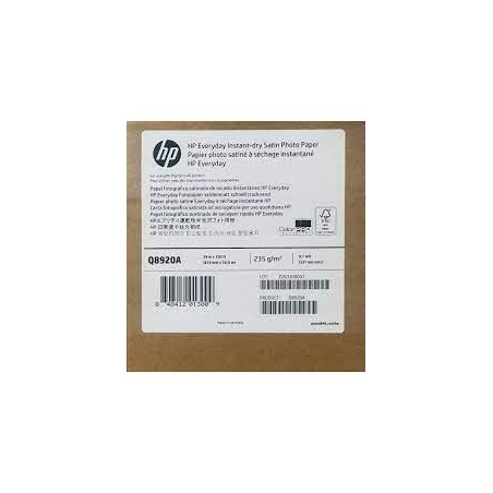 HP PAPEL INYECCIÓN DE TINTA  FOTOGRÁFICO SATINADO, 610 MM X 30.5 M, 235GR,24" MÁXIMA ABSORCIÓN DE TINTA, SECADO RÁPIDO (Q8920A)